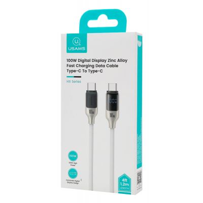 USAMS καλώδιο USB-C SJ742, 100W, 480Mbps, 1.2m, λευκό | Καλώδια USB-C (Type-C) στο smart-tech.gr