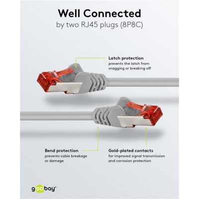 GOOBAY καλώδιο δικτύου 50886, CAT 6 S/FTP, copper, 250MHz, 1m, γκρι | Καλώδια δικτύου στο smart-tech.gr