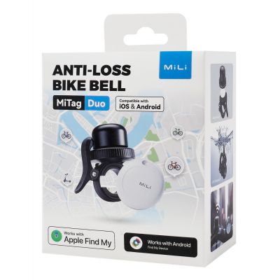 MILI κουδούνι ποδηλάτου με smart tag MiTag Duo, iOS & Android, Bluetooth tracker, μαύρο/λευκό | ΛΟΙΠΑ ΑΞΕΣΟΥΑΡ στο smart-tech.gr