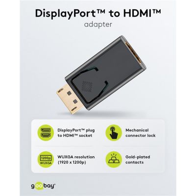GOOBAY αντάπτορας DisplayPort σε HDMI 51719, gold-plated, μαύρος | Λοιπά Καλώδια, Adaptors & Μετατροπείς στο smart-tech.gr