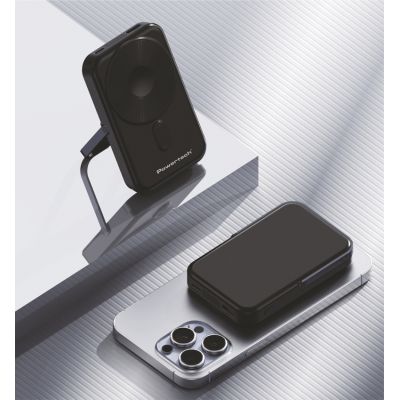 POWERTECH power bank με οθόνη PT-1416, 10000mah, magnetic wireless, 22.5W, μαύρο | POWER BANKS στο smart-tech.gr