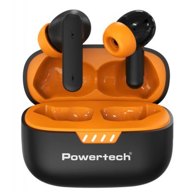 POWERTECH earphones με θήκη φόρτισης PT-1431, True Wireless, 40/400mAh, ANC & ENC, μαύρα | Ακουστικά Bluetooth στο smart-tech.gr