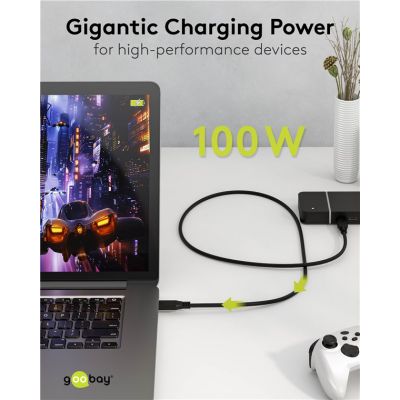 GOOBAY καλώδιο USB-C 74197, USB4, 100W, 20Gbps, 4K/60Hz, 2m, μαύρο | Καλώδια USB-C (Type-C) στο smart-tech.gr