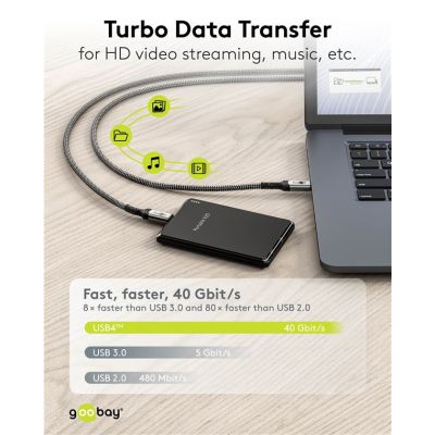 GOOBAY καλώδιο USB-C 74210, USB4, 240W, 40Gbps, 8K/60Hz, 0.50m, γκρι | Καλώδια USB-C (Type-C) στο smart-tech.gr