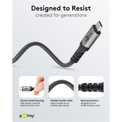 GOOBAY καλώδιο USB-C 74210, USB4, 240W, 40Gbps, 8K/60Hz, 0.50m, γκρι | Καλώδια USB-C (Type-C) στο smart-tech.gr