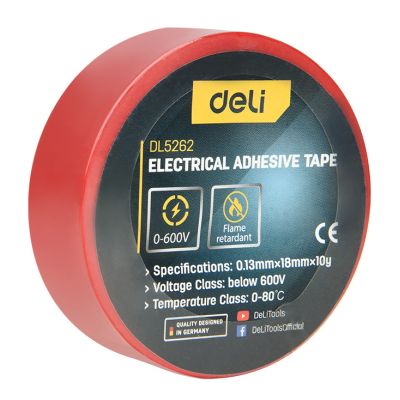 DELI μονωτική ταινία υψηλής αντοχής DL5262, 18mm x 9.15m, κόκκινη | ΗΛΕΚΤΡΟΛΟΓΙΚΟΣ ΕΞΟΠΛΙΣΜΟΣ στο smart-tech.gr