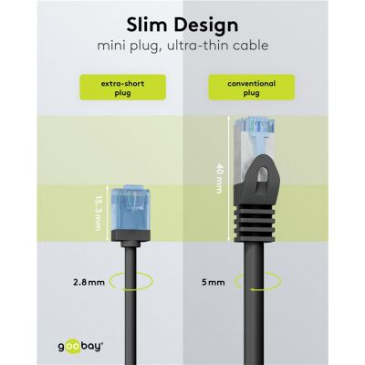 GOOBAY καλώδιο δικτύου 74241, CAT 6A U/UTP, ultra slim, copper, 500MHz, 10m, μαύρο | Καλώδια δικτύου στο smart-tech.gr