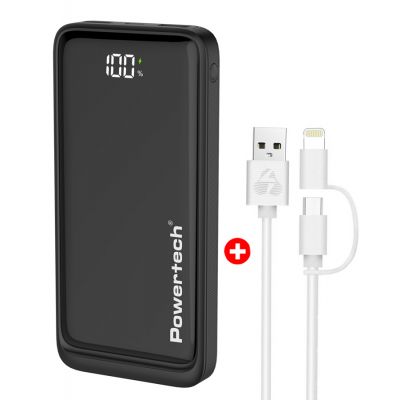 POWERTECH power bank PT-1326 με οθόνη & MFi καλώδιο USB σε Micro/Lightning, 10000mAh | POWER BANKS στο smart-tech.gr