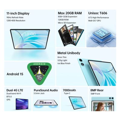 TECLAST tablet P50 2025, 11", 8/128GB, 4G, Android 15, 7000mAh, μπλε | TABLETS στο smart-tech.gr