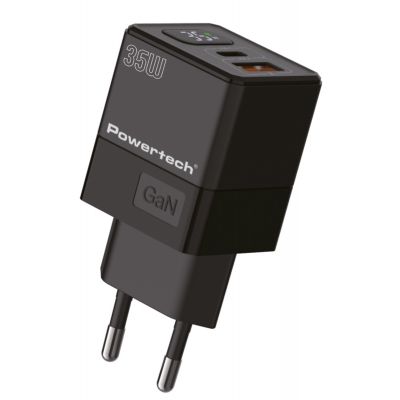 POWERTECH φορτιστής τοίχου PT-1499 με οθόνη, USB/USB-C, 35W, GaN, μαύρος | ΦΟΡΤΙΣΤΕΣ / ΤΡΟΦΟΔΟΤΙΚΑ USB στο smart-tech.gr