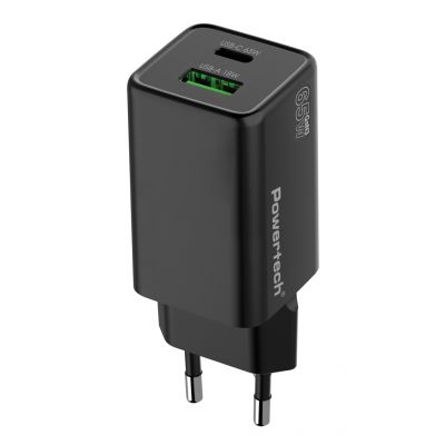 POWERTECH φορτιστής τοίχου PT-1501, USB/USB-C, 65W, GaN, μαύρος | ΦΟΡΤΙΣΤΕΣ / ΤΡΟΦΟΔΟΤΙΚΑ USB στο smart-tech.gr