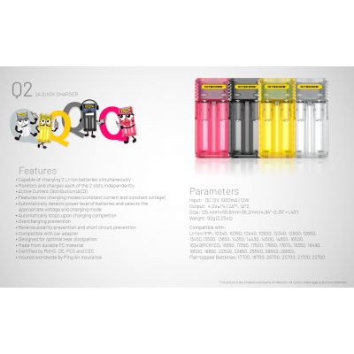 ΦΟΡΤΙΣΤΗΣ NITECORE Q2, Quick charger, 2A, Pink | ΦΟΡΤΙΣΤΕΣ ΜΠΑΤΑΡΙΩΝ ΦΑΚΩΝ στο smart-tech.gr