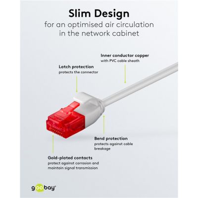 GOOBAY καλώδιο δικτύου 71546, CAT 6 U/UTP, slim, copper, 250MHz, 0.25m, γκρι | Καλώδια δικτύου στο smart-tech.gr