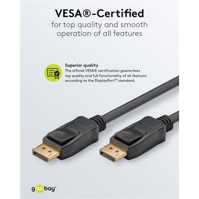 GOOBAY καλώδιο DisplayPort 74778, VESA Certified, 8K/60Hz, 32.4 Gbps, 2m, μαύρο | Λοιπά Καλώδια, Adaptors & Μετατροπείς στο smart-tech.gr