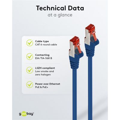 GOOBAY καλώδιο δικτύου 68269, CAT 6 S/FTP, copper, 250MHz, 3m, μπλε | Καλώδια δικτύου στο smart-tech.gr