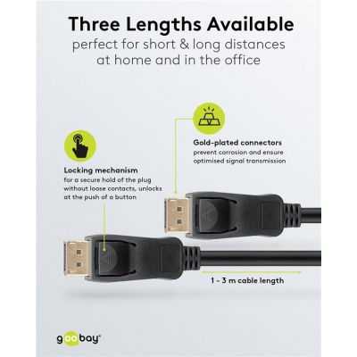 GOOBAY καλώδιο DisplayPort 74777, VESA Certified, 8K/60Hz, 32.4 Gbps, 1m, μαύρο | Λοιπά Καλώδια, Adaptors & Μετατροπείς στο smart-tech.gr