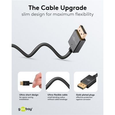 GOOBAY καλώδιο DisplayPort 77443, 8K/120Hz, 40 Gbps, 2m, μαύρο | Λοιπά Καλώδια, Adaptors & Μετατροπείς στο smart-tech.gr