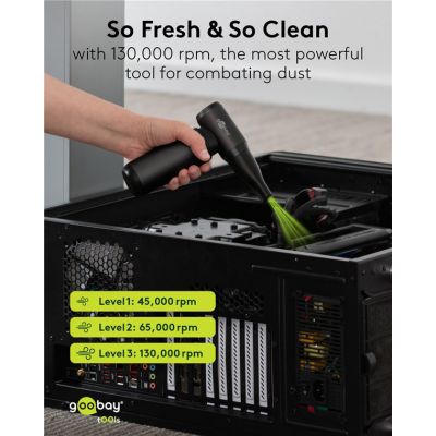 GOOBAY ηλεκτρικό air duster 77831 με φακό, 180W, 6000mAh, μαύρο | Μηχανήματα - Πολύμετρα στο smart-tech.gr