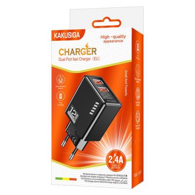 KAKUSIGA φορτιστής τοίχου KSC-1237, 2x USB, 12W, μαύρος | ΦΟΡΤΙΣΤΕΣ / ΤΡΟΦΟΔΟΤΙΚΑ USB στο smart-tech.gr