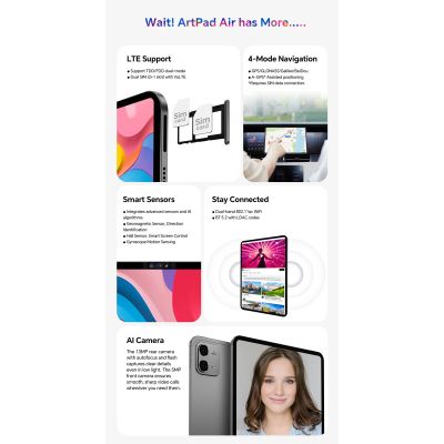 TECLAST tablet ArtPad Air, 11", 8/128GB, 4G, Android 15, 8000mAh, γκρι | TABLETS στο smart-tech.gr