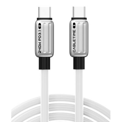 CABLETIME καλώδιο USB-C CT-CM240-ZSW1, 240W, 480Mbps, 1m, λευκό | Καλώδια USB-C (Type-C) στο smart-tech.gr