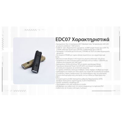ΦΑΚΟΣ LED NITECORE EDC07, Ultra Slim and Lightweght, 1500lm, Black | Φακοί NITECORE στο smart-tech.gr