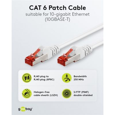 GOOBAY καλώδιο δικτύου 93508, CAT 6 S/FTP, copper, 250MHz, 30m, λευκό | Καλώδια δικτύου στο smart-tech.gr