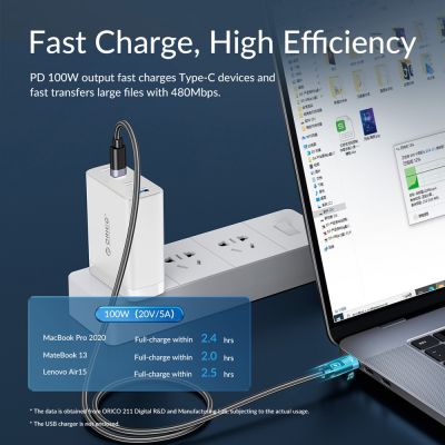 ORICO καλώδιο USB-C C2CZ, 100W, 480Mbps, 1m, μαύρο | Καλώδια USB-C (Type-C) στο smart-tech.gr