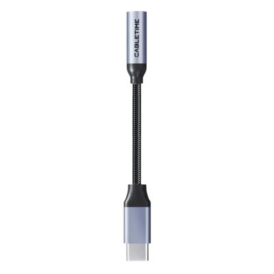CABLETIME αντάπτορας USB-C σε 3.5mm CT-CMAUF-AG, γκρι | Καλώδια USB-C (Type-C) στο smart-tech.gr