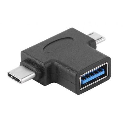 POWERTECH Αντάπτορας USB 3.0 (F) σε USB Type-C & Micro CAB-U117, μαύρο | Καλώδια USB-C (Type-C) στο smart-tech.gr
