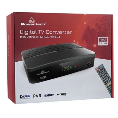 POWERTECH ψηφιακός δέκτης PT-779, MPEG4, DVB-T2, H.265, RJ45 | Ψηφιακοί Δέκτες στο smart-tech.gr