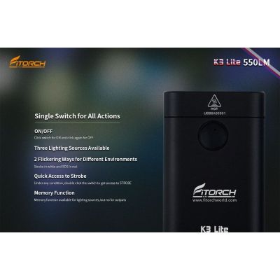 Fitorch K3 Lite 550 Lumens Black | ΜΙΚΡΟΙ ΦΑΚΟΙ - ΜΠΡΕΛΟΚ στο smart-tech.gr
