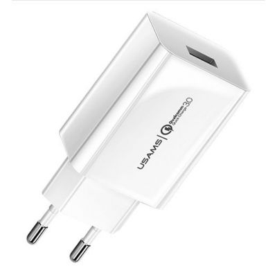 USAMS φορτιστής τοίχου T22, 1x USB, QC3.0 18W 3A, λευκός | ΦΟΡΤΙΣΤΕΣ / ΤΡΟΦΟΔΟΤΙΚΑ USB στο smart-tech.gr