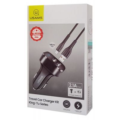 USAMS φορτιστής αυτοκινήτου C13 & καλώδιο Micro USB, 2x USB, 2.1A, μαύρο | ΦΟΡΤΙΣΤΕΣ / ΤΡΟΦΟΔΟΤΙΚΑ USB στο smart-tech.gr